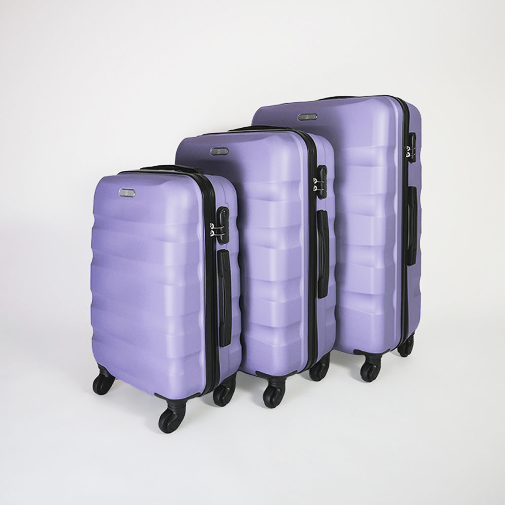 Set di 3 valigie lilla set trolley rigido 4 ruote