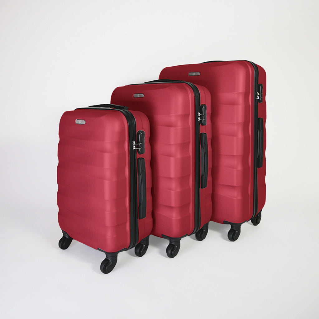 Set di 3 valigie rosse set trolley rigido 4 ruote