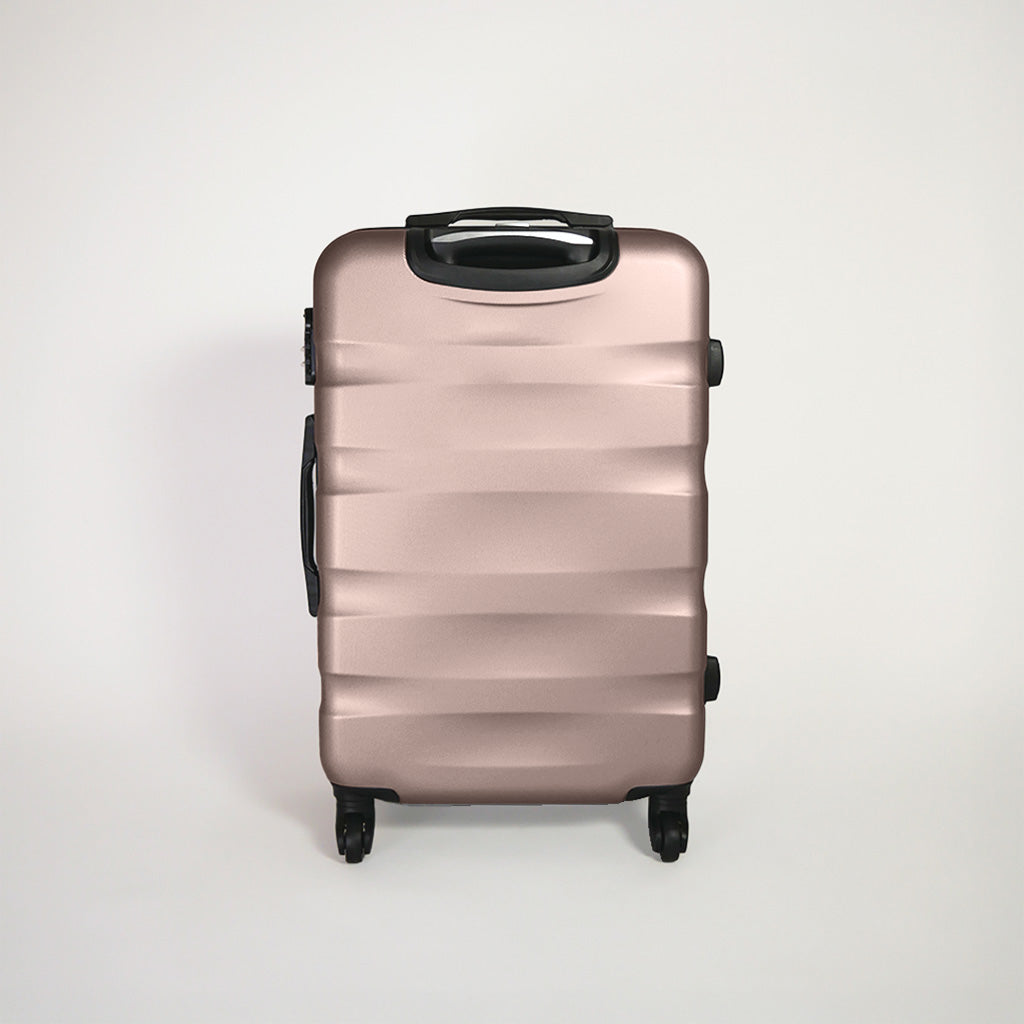 Fronte valigia oro rosa rigida del set trolley 4 ruote